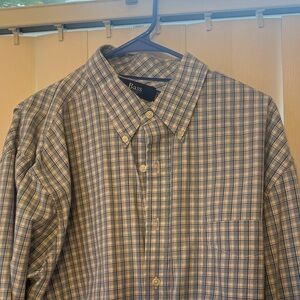 Bass Men's Casual Blue and White Checkered Shirt